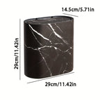 Elegant Marble Pattern Kitchen Trash Can with Fitted Lid | Compact Oval Design for Modern Spaces
