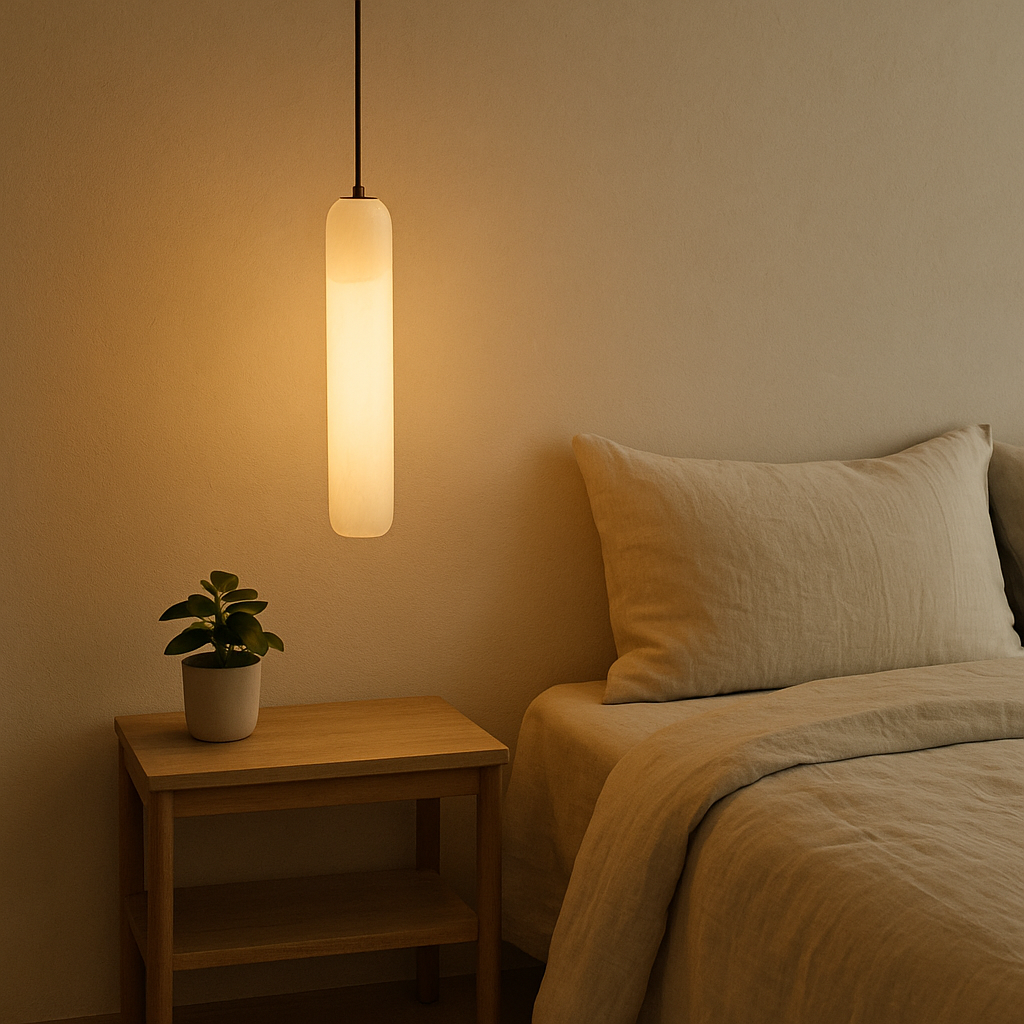 Elegant Minimalist Glass Pendant Light | Vertical Design for Modern Kitchen Island