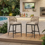 Elegant Outdoor Bar Stools with Comfortable Cushions | Durable Wicker Design for All-Weather Use