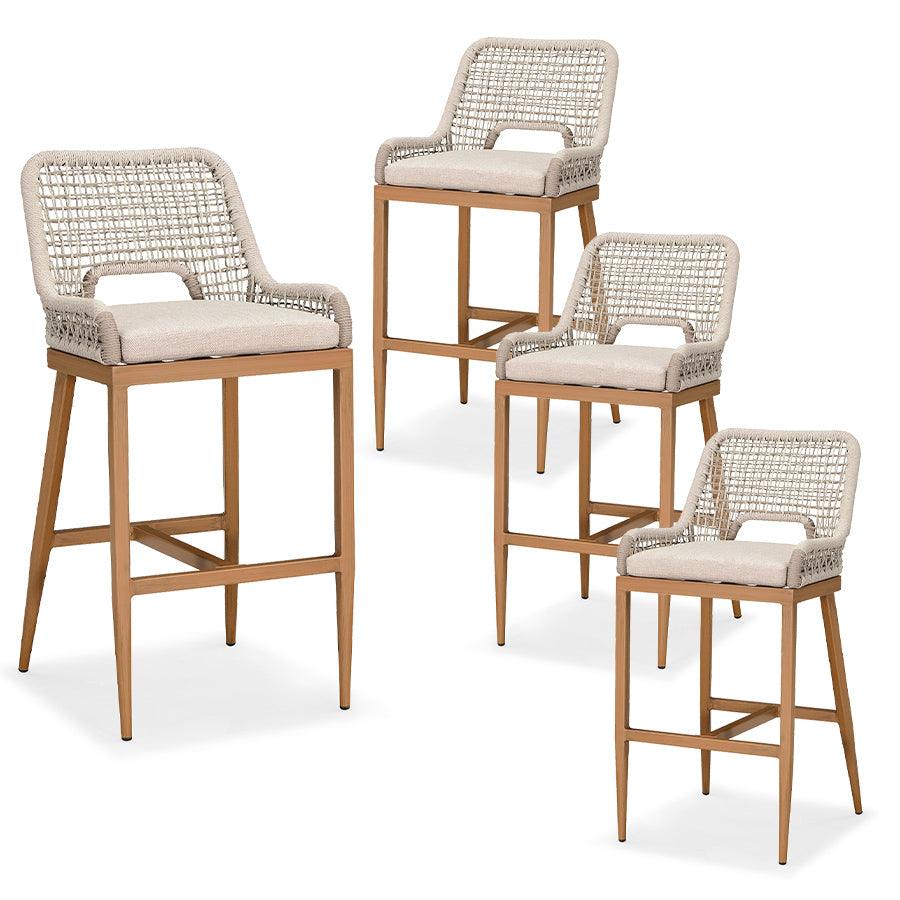 Elegant Outdoor Bar Stools with Comfortable Cushions | Durable Wicker Design for All-Weather Use