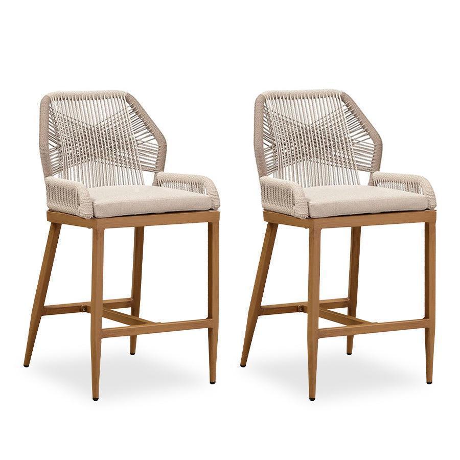 Elegant Outdoor Bar Stools with Comfortable Cushions | Durable Wicker Design for All-Weather Use