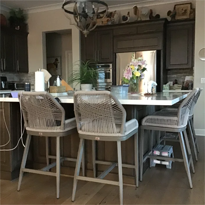 Elegant Outdoor Bar Stools with Comfortable Cushions | Durable Wicker Design for All-Weather Use