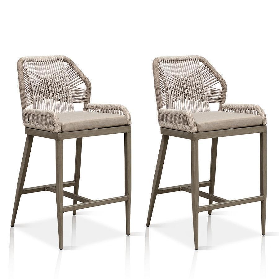 Elegant Outdoor Bar Stools with Comfortable Cushions | Durable Wicker Design for All-Weather Use