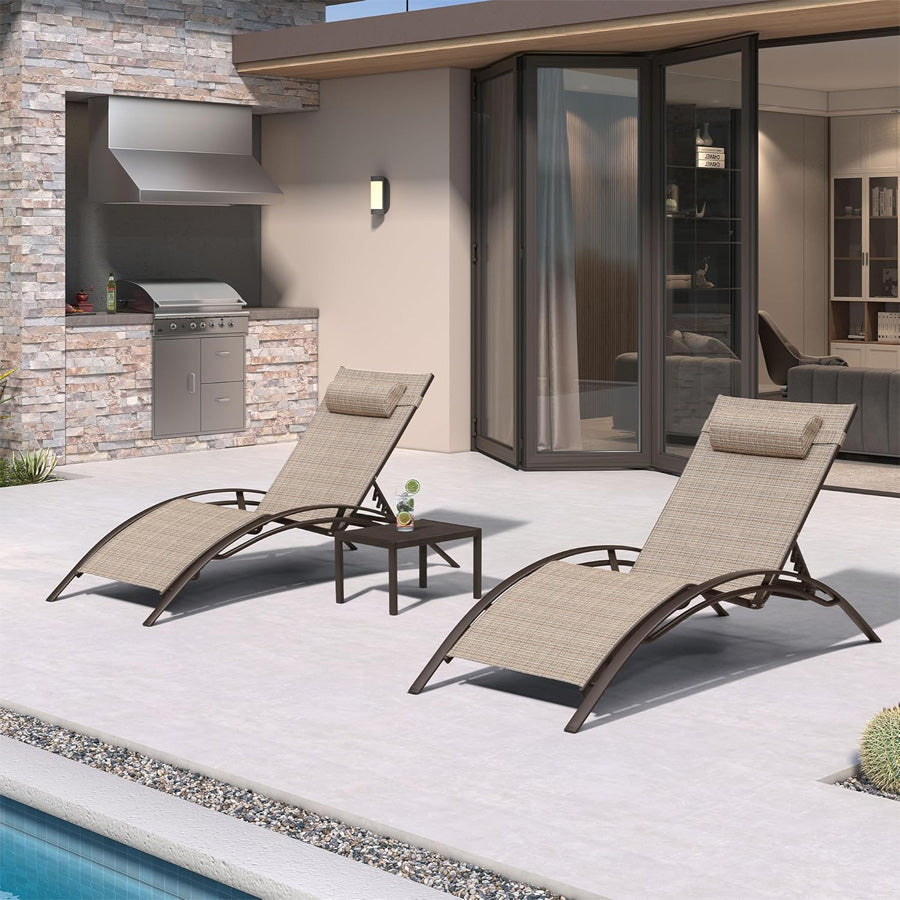 Elegant Outdoor Chaise Lounge Chair with Adjustable Backrest | Durable Aluminum Frame for Ultimate Comfort