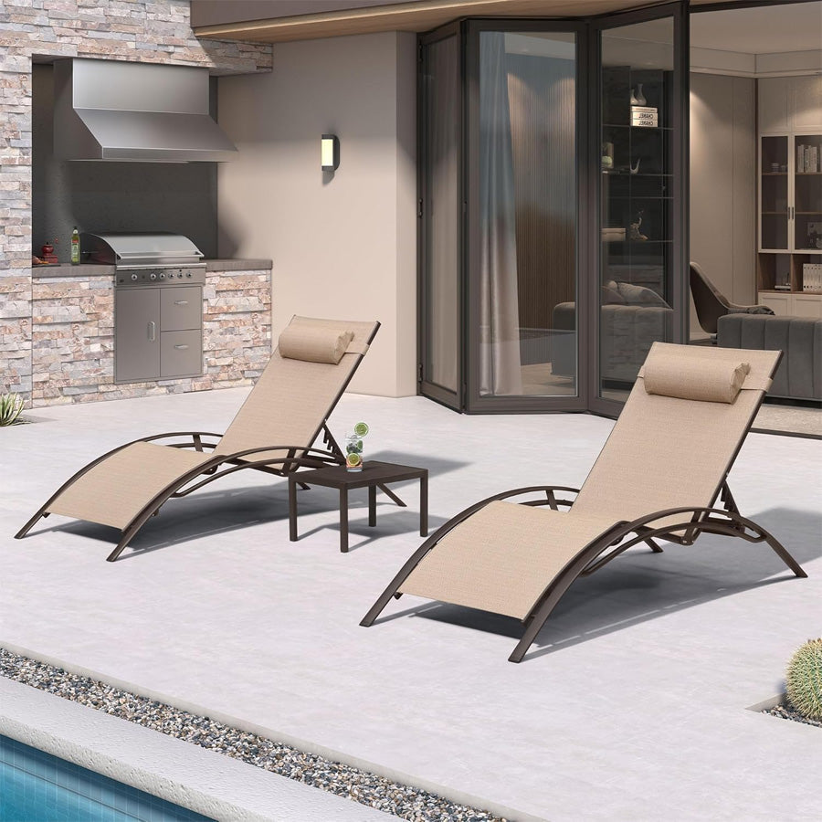 Elegant Outdoor Chaise Lounge Chair with Adjustable Backrest | Durable Aluminum Frame for Ultimate Comfort