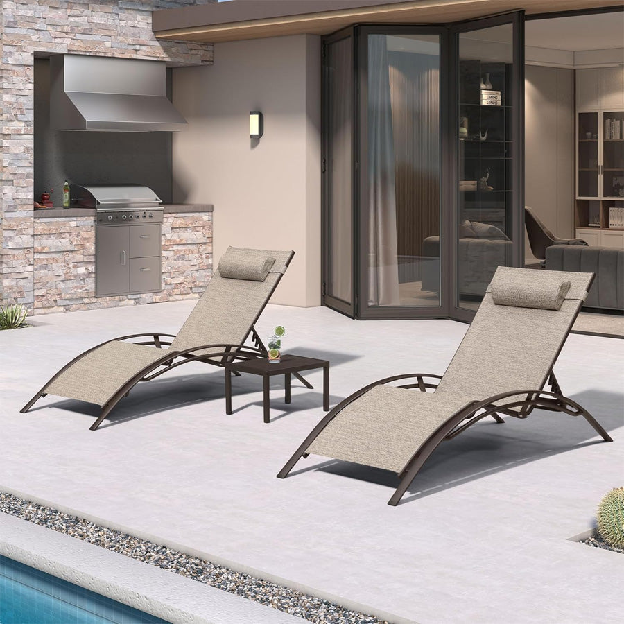 Elegant Outdoor Chaise Lounge Chair with Adjustable Backrest | Durable Aluminum Frame for Ultimate Comfort