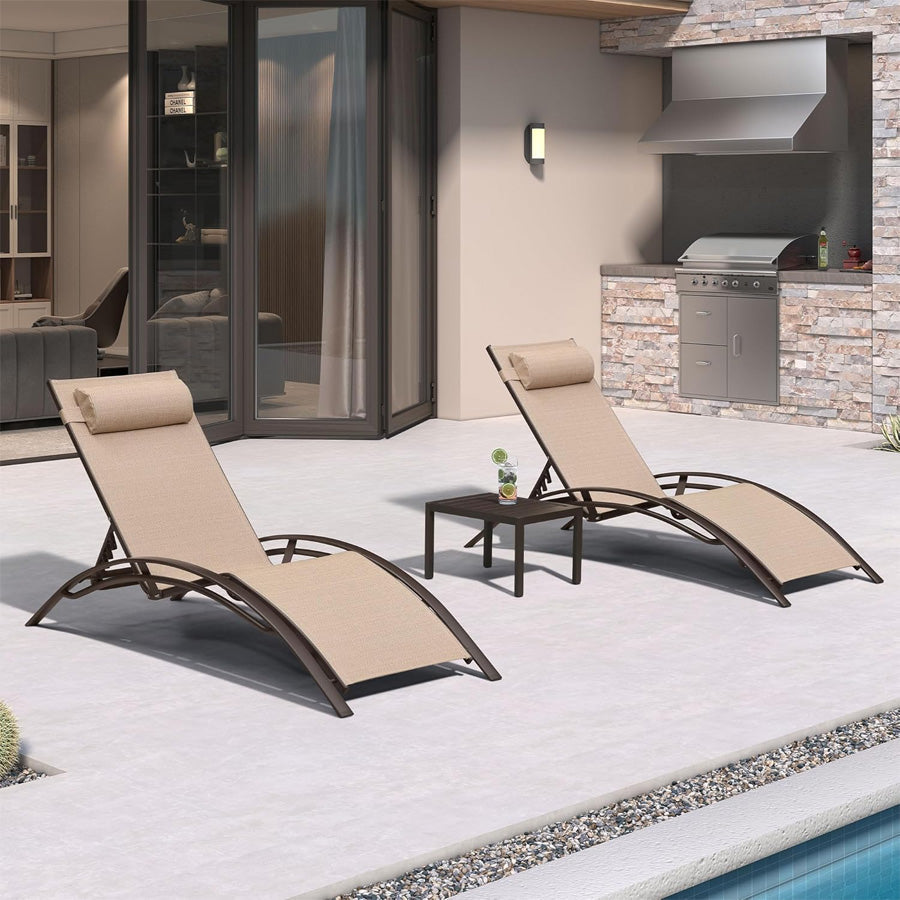 Elegant Outdoor Chaise Lounge Chair with Adjustable Backrest | Durable Aluminum Frame for Ultimate Comfort