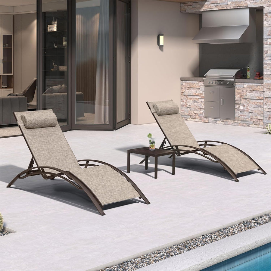Elegant Outdoor Chaise Lounge Chair with Adjustable Backrest | Durable Aluminum Frame for Ultimate Comfort
