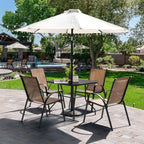 Elegant Outdoor Dining Set | 5-Piece Metal Patio Table and Chairs with Stackable Design | Perfect for Comfortable Gatherings