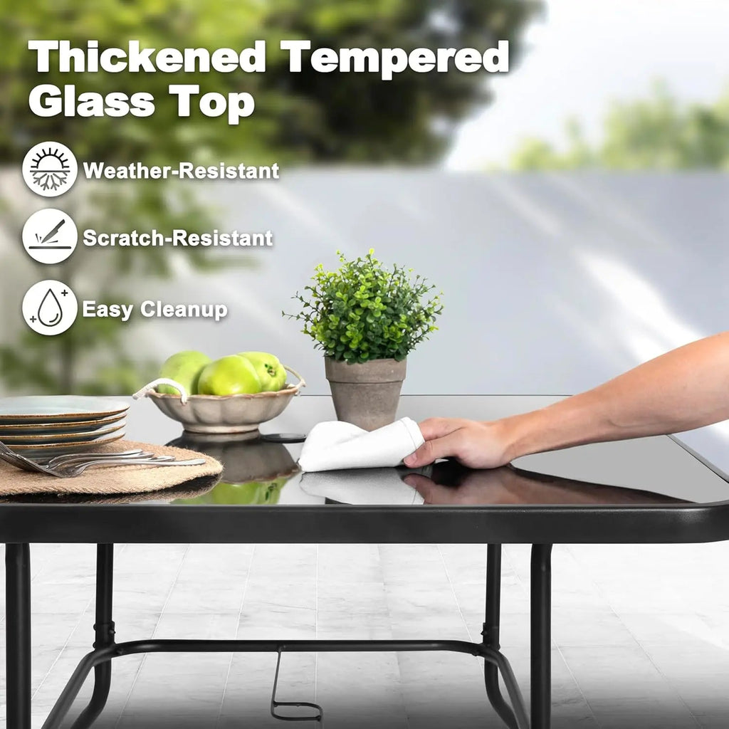 Elegant Outdoor Dining Set | 5-Piece Metal Patio Table and Chairs with Stackable Design | Perfect for Comfortable Gatherings