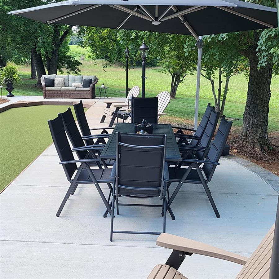 Elegant Outdoor Dining Set | Aluminum Table with Padded Chairs | Weather-Resistant Design for Comfortable Patio Dining