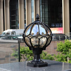Elegant Outdoor Lighting | Vintage Globe Pillar Lights with Glass Shade | Durable Aluminum Design for Garden Illumination