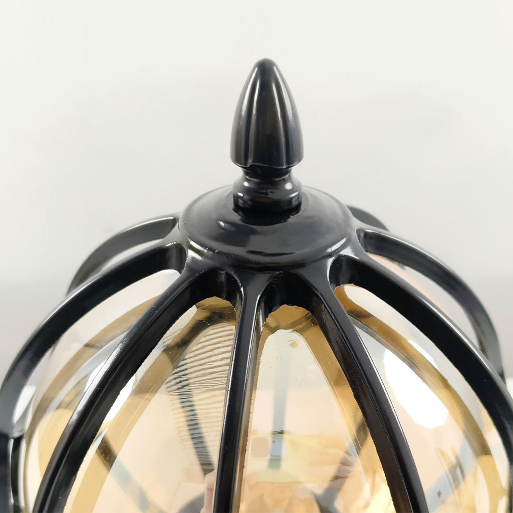 Elegant Outdoor Lighting | Vintage Globe Pillar Lights with Glass Shade | Durable Aluminum Design for Garden Illumination