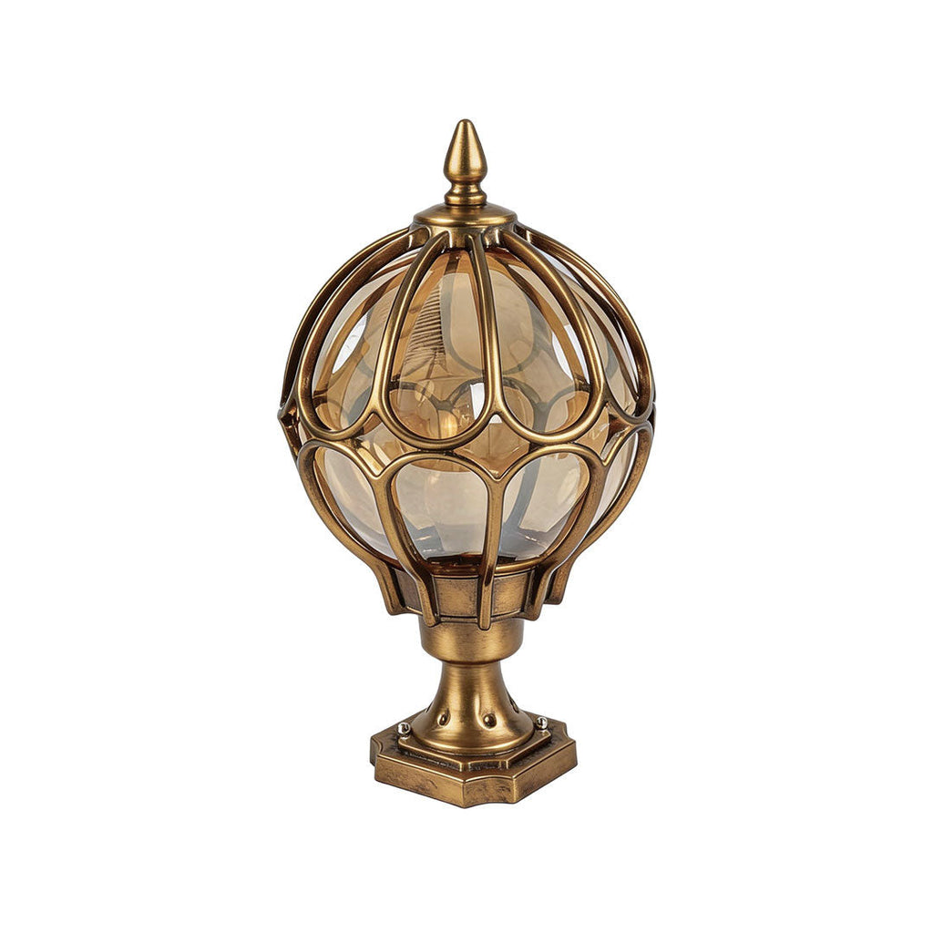 Elegant Outdoor Lighting | Vintage Globe Pillar Lights with Glass Shade | Durable Aluminum Design for Garden Illumination