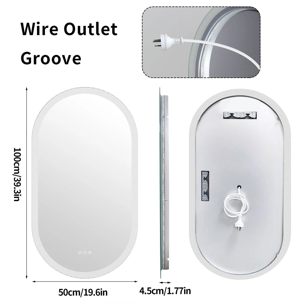 Elegant Oval Bathroom Mirror with LED Lights & Anti-Fog Technology for Clear Reflections