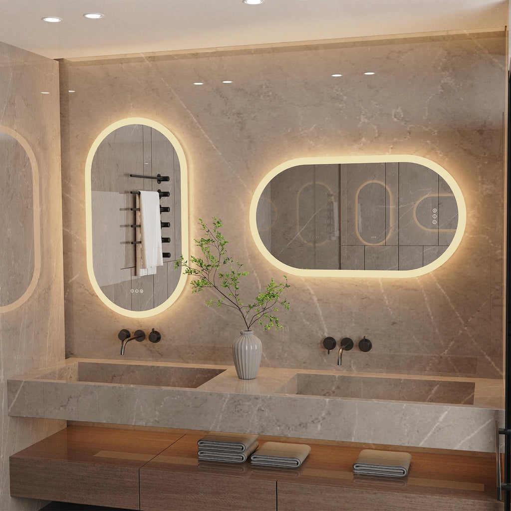 Elegant Oval Bathroom Mirror with LED Lights & Anti-Fog Technology for Clear Reflections
