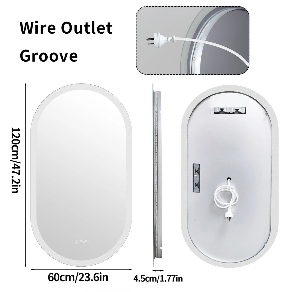 Elegant Oval Bathroom Mirror with LED Lights & Anti-Fog Technology for Clear Reflections