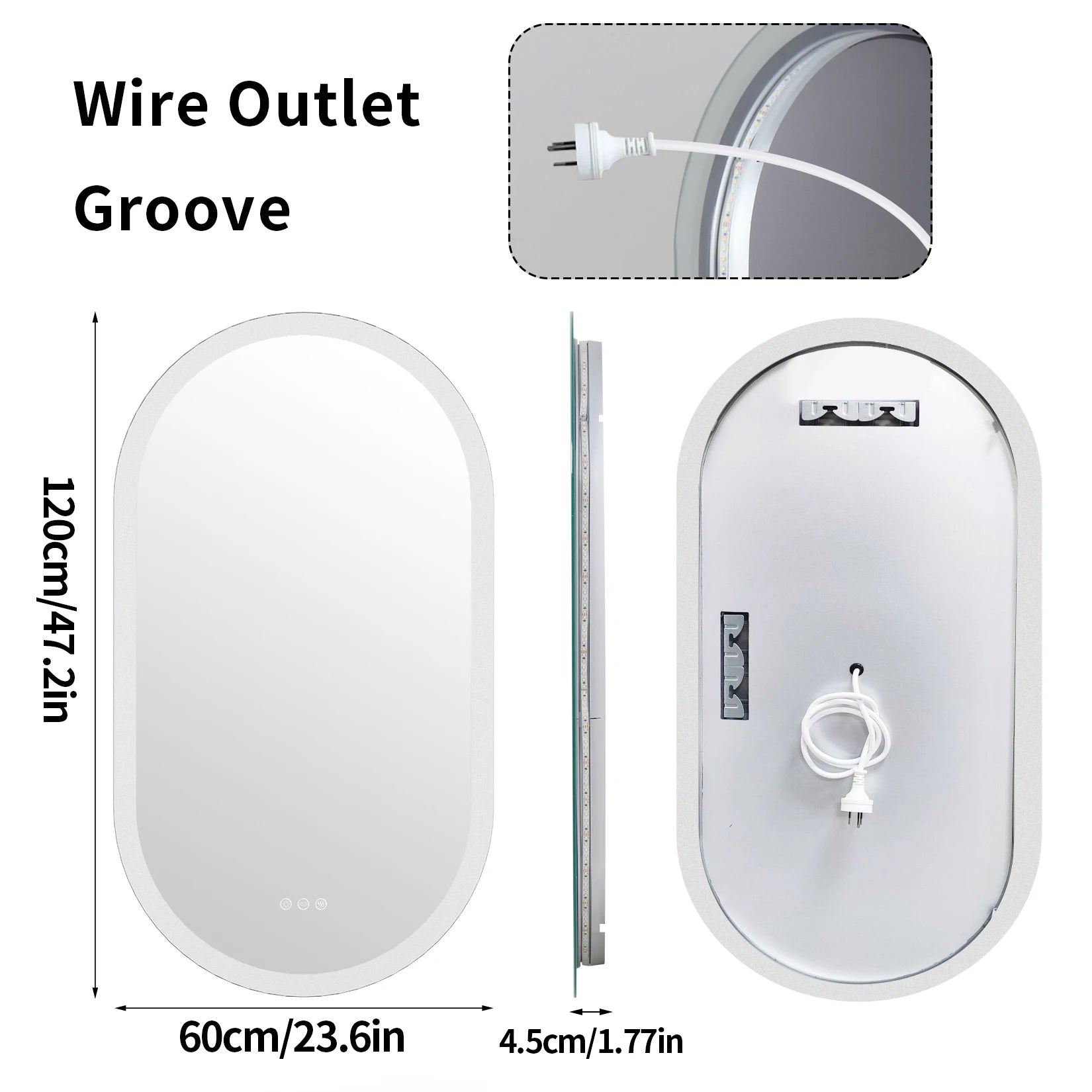 Elegant Oval Bathroom Mirror with LED Lights & Anti-Fog Technology for Clear Reflections