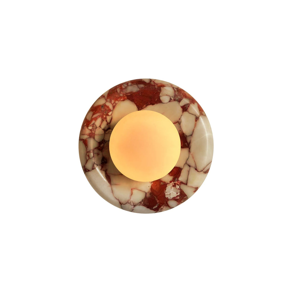 Elegant Red Marble Wall Sconce with Soft Ambient Lighting for Cozy Atmosphere