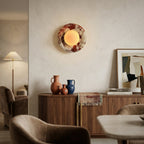 Elegant Red Marble Wall Sconce with Soft Ambient Lighting for Cozy Atmosphere