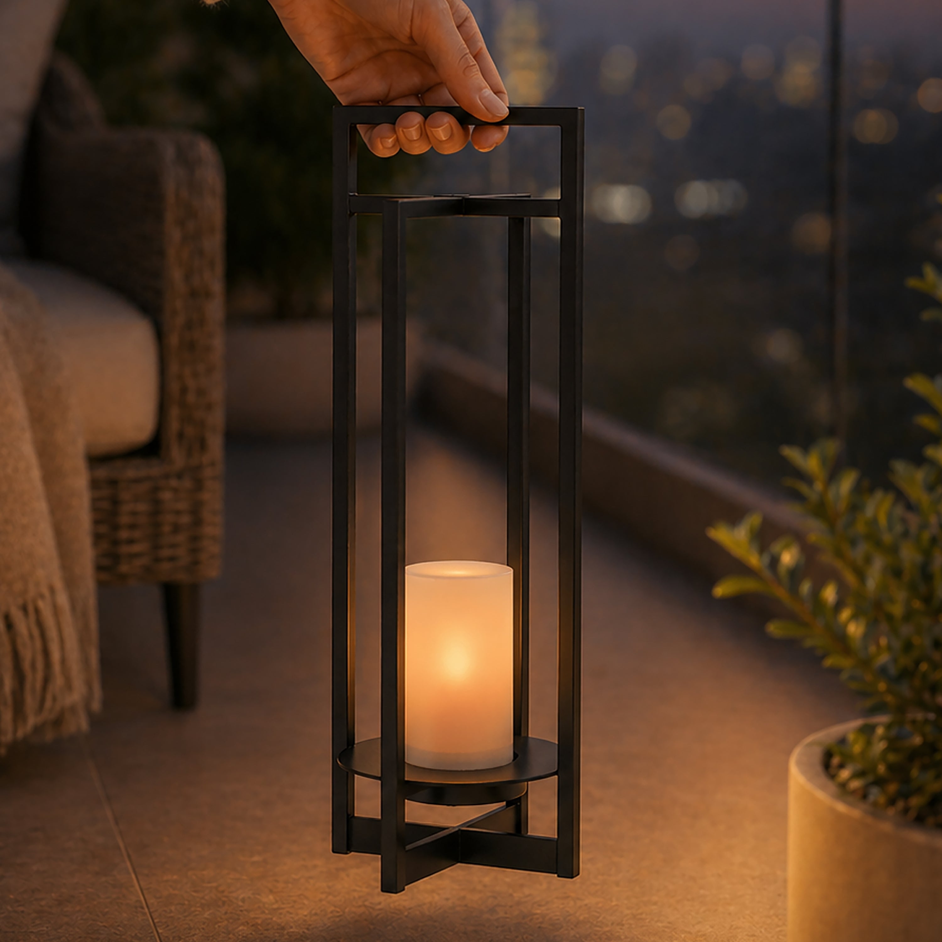 Elegant Solar Lantern | 24 Inch Outdoor Light with Flickering LED Candle | Weather-Resistant Design for Eco-Friendly Ambiance