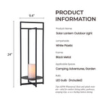 Elegant Solar Lantern | 24 Inch Outdoor Light with Flickering LED Candle | Weather-Resistant Design for Eco-Friendly Ambiance