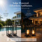 Elegant Solar Lantern | 24 Inch Outdoor Light with Flickering LED Candle | Weather-Resistant Design for Eco-Friendly Ambiance