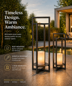 Elegant Solar Lantern | 24 Inch Outdoor Light with Flickering LED Candle | Weather-Resistant Design for Eco-Friendly Ambiance