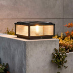 Elegant Solar Lights | Square Pillar Light with Ribbed Glass Design | Durable Outdoor Landscape Lighting for Ambiance