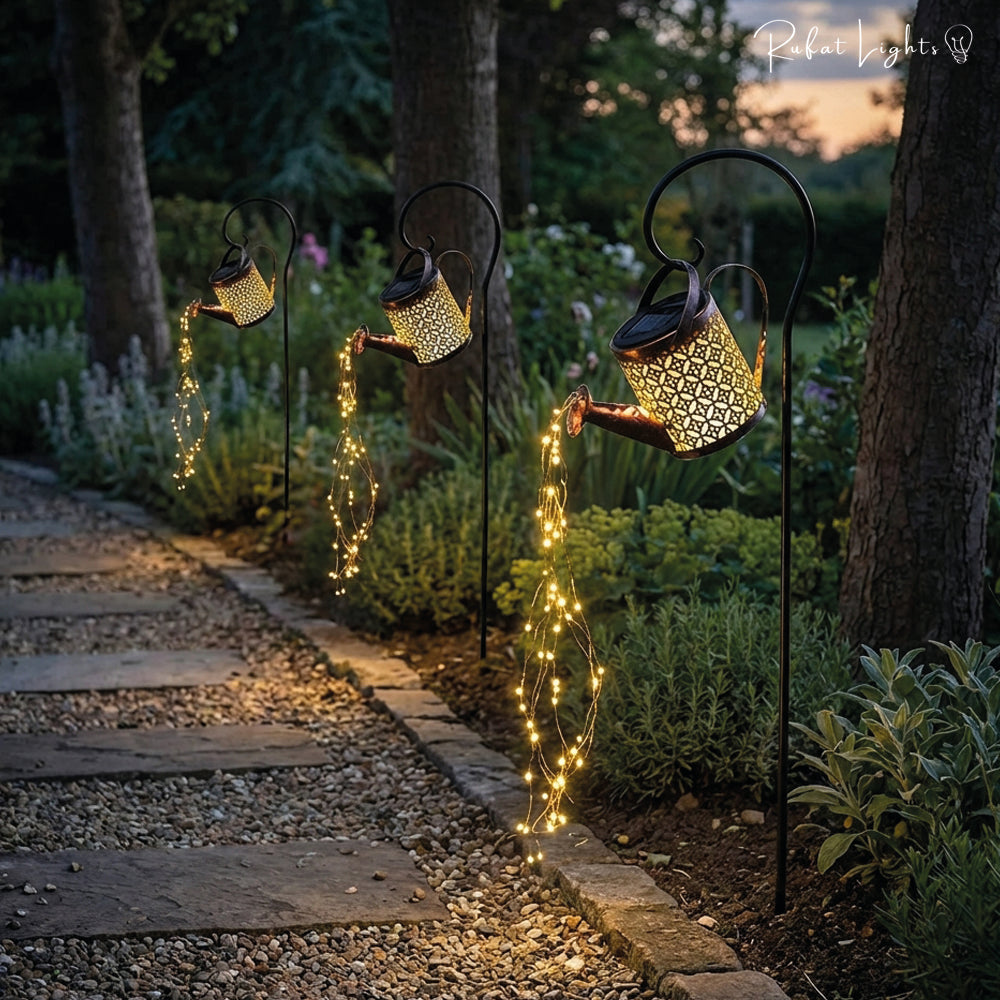 Elegant Solar Outdoor Lamp | Watering Can Design for Tranquil Garden Ambiance