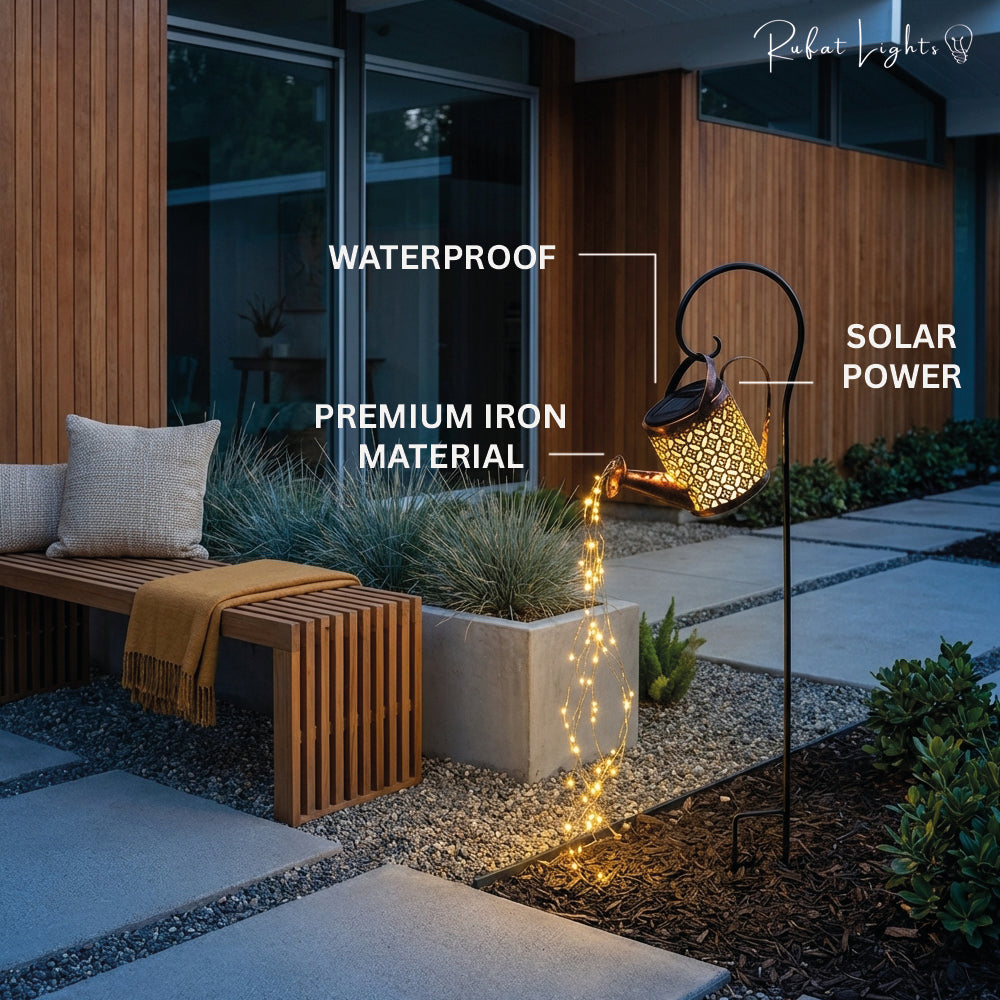 Elegant Solar Outdoor Lamp | Watering Can Design for Tranquil Garden Ambiance