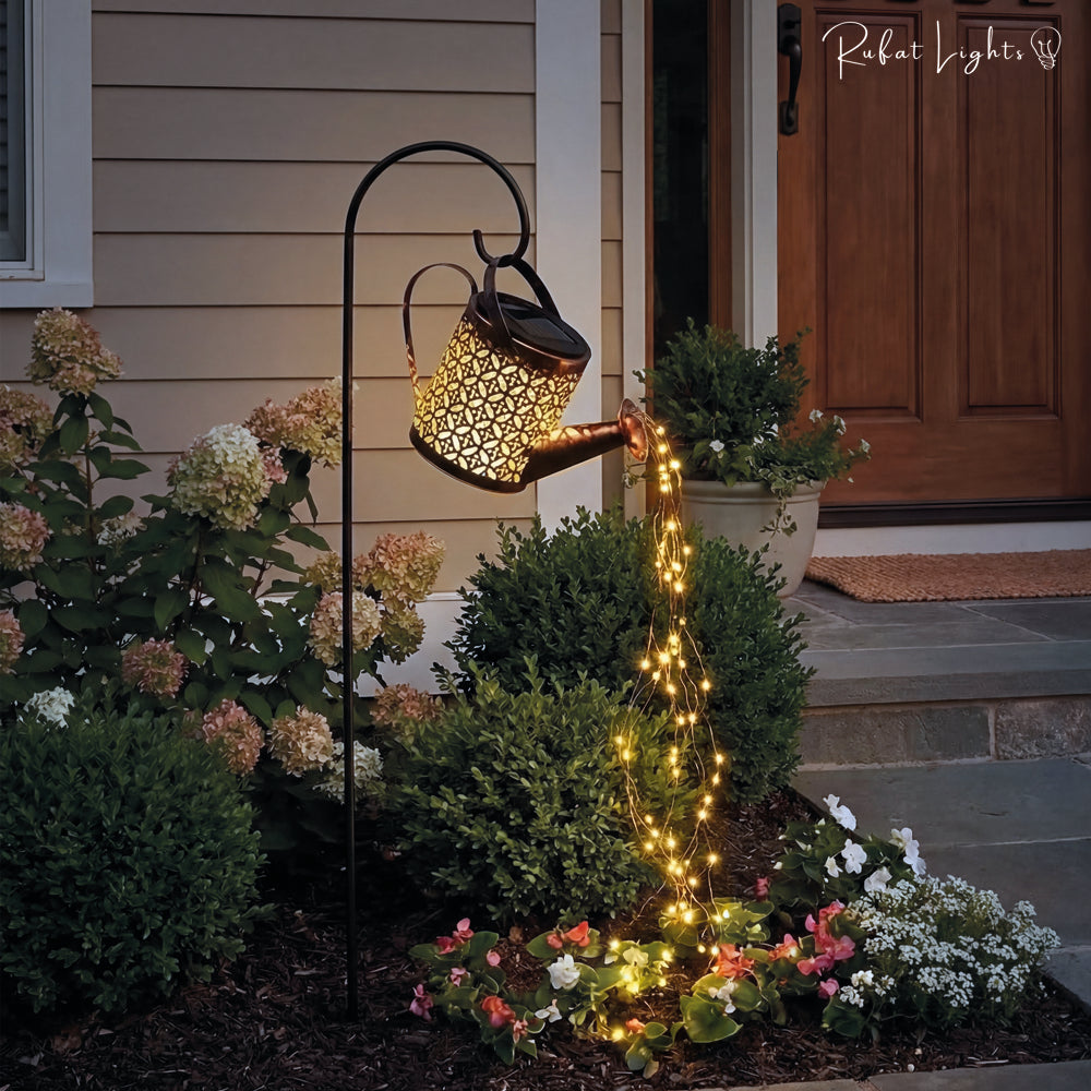 Elegant Solar Outdoor Lamp | Watering Can Design for Tranquil Garden Ambiance