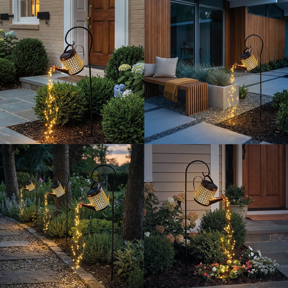Elegant Solar Outdoor Lamp | Watering Can Design for Tranquil Garden Ambiance