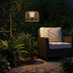 Elegant Solar Outdoor Lamp | Woven Shade Design with Integrated LED | Perfect for Garden Ambiance
