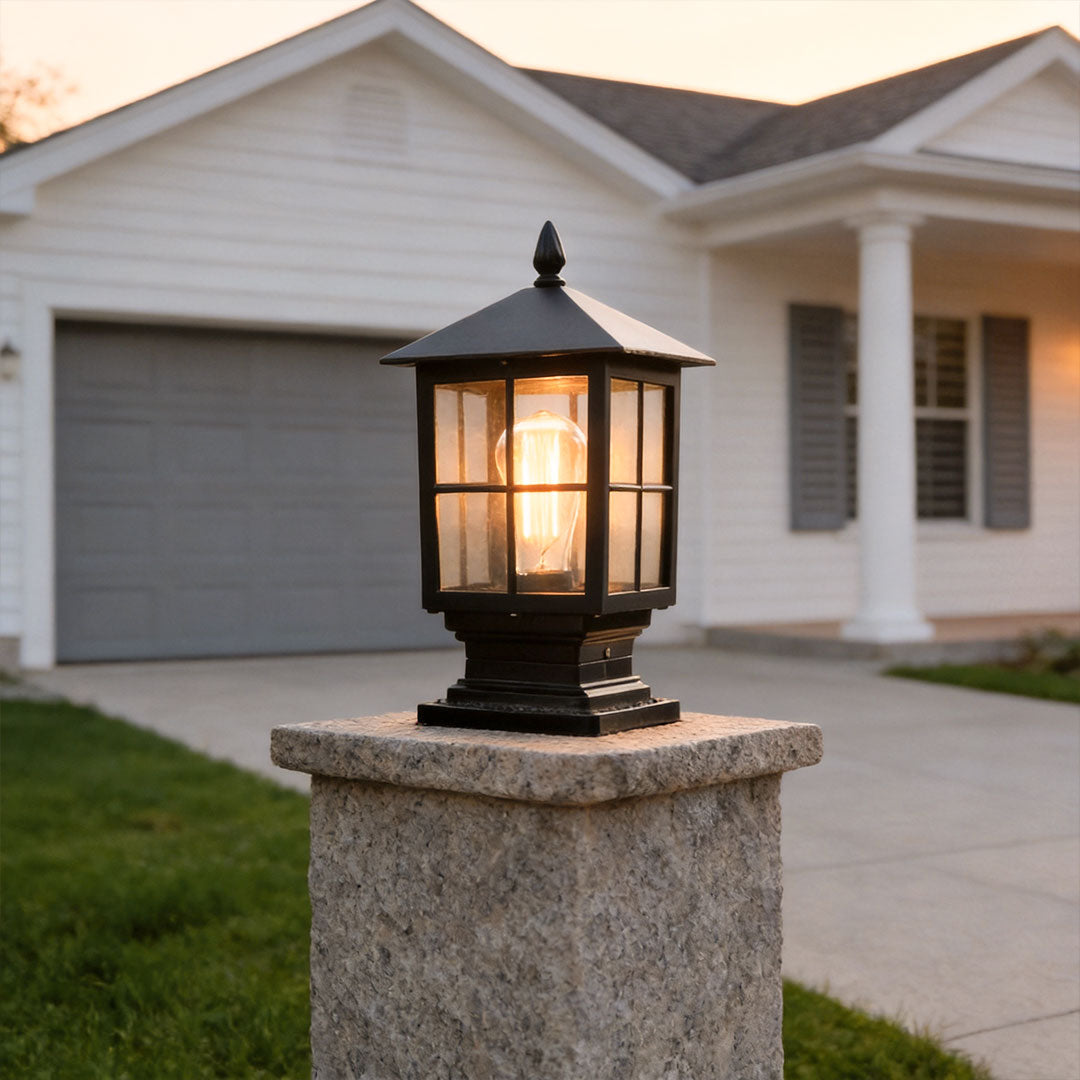 Elegant Stone Light Pillar | Solar Outdoor Lighting with Dual Power Modes | Waterproof Design for Pathways and Gardens