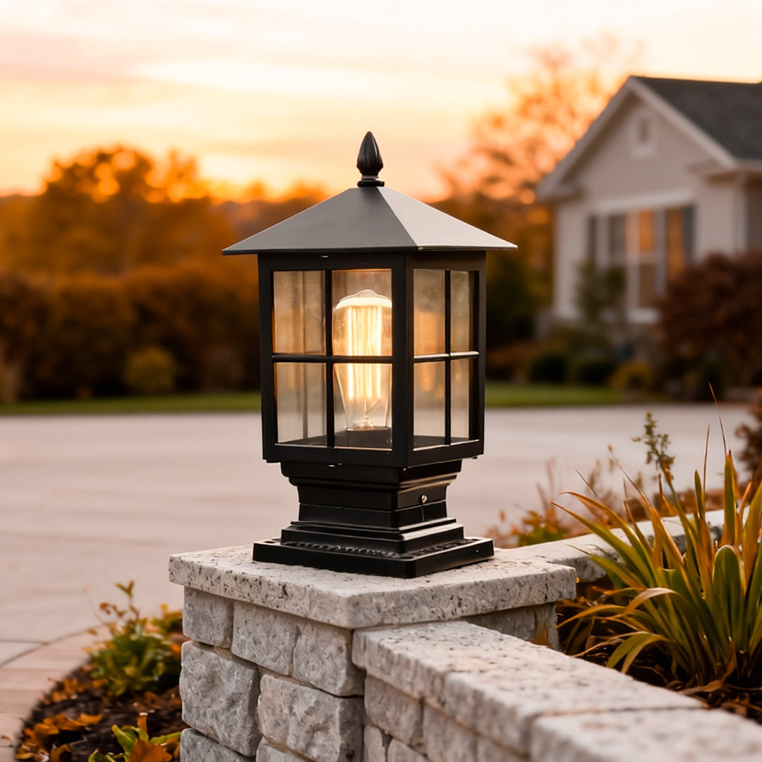 Elegant Stone Light Pillar | Solar Outdoor Lighting with Dual Power Modes | Waterproof Design for Pathways and Gardens