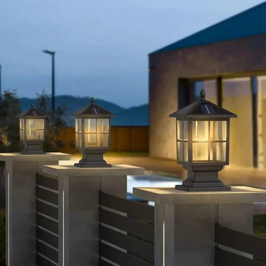 Elegant Stone Light Pillar | Solar Outdoor Lighting with Dual Power Modes | Waterproof Design for Pathways and Gardens