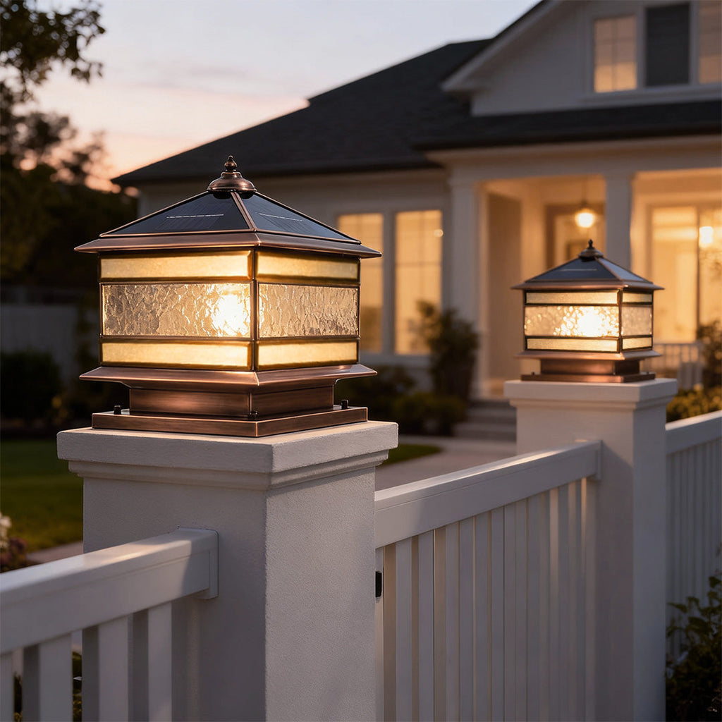 Elegant Stone Pillar Solar Lights | Dual Power Options with Vintage Design | Durable Outdoor Lighting for Garden Ambiance
