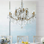 Elegant Two-Tiered Crystal Chandelier with Antique Gold Finish | Luxurious Lighting Fixture for Timeless Ambiance