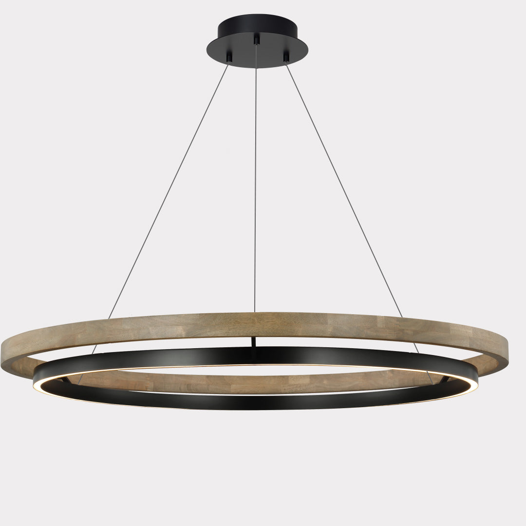 Elegant Wood Chandelier Light with Adjustable Height | Modern Design for Cozy Dining Room Ambiance