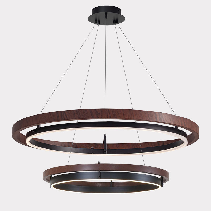 Elegant Wood Chandelier Light with Adjustable Height | Modern Design for Cozy Dining Room Ambiance
