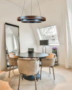 Elegant Wood Chandelier Light with Adjustable Height | Modern Design for Cozy Dining Room Ambiance
