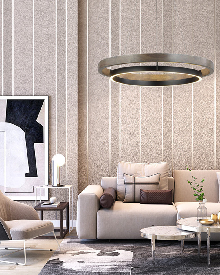 Elegant Wood Chandelier Light with Adjustable Height | Modern Design for Cozy Dining Room Ambiance