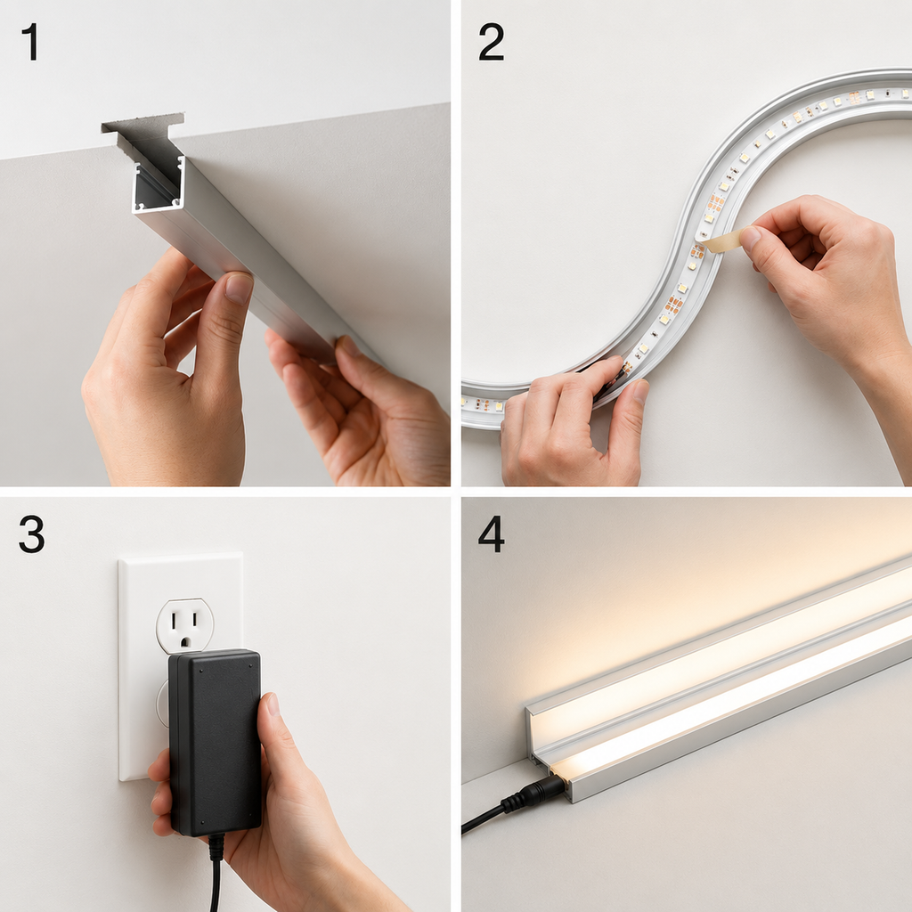 Flexible LED Linear Light | Waterproof Recessed Design with DIY Plug-In | Customizable Color Options for Seamless Accent Lighting