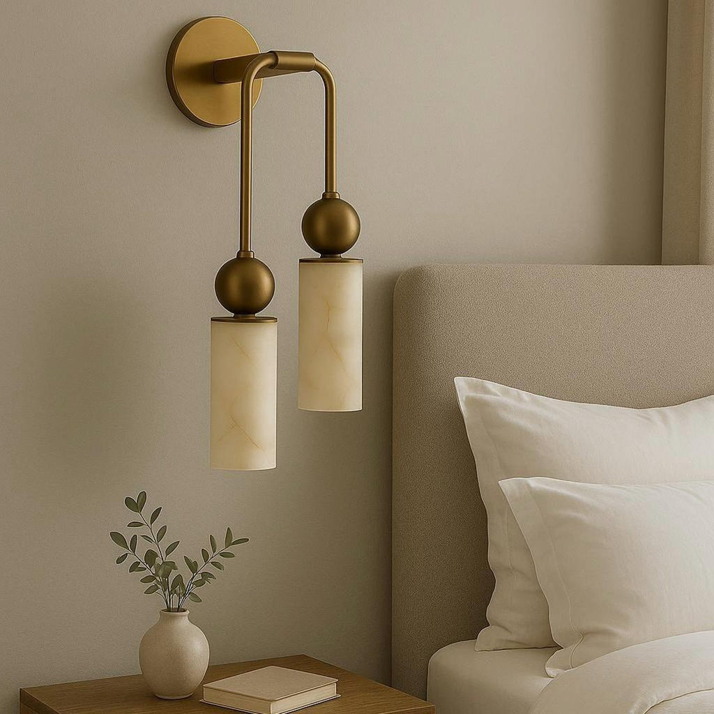 Harlin Collection | Alabaster Wall Sconce Lighting with Handcrafted Shade | Elegant Design for Cozy Ambiance