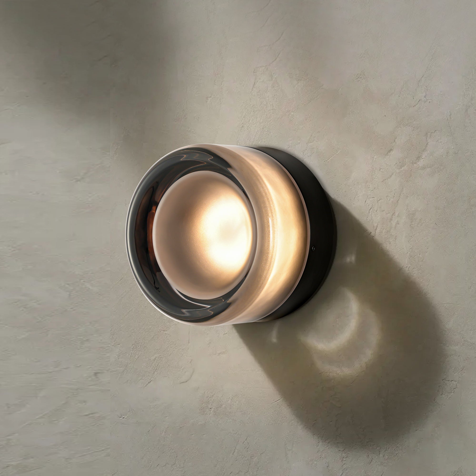 Industrial LED Wall Sconce Lighting with Dimple Glass Shade | Compact Design for Warm Ambiance
