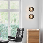 Industrial LED Wall Sconce Lighting with Dimple Glass Shade | Compact Design for Warm Ambiance