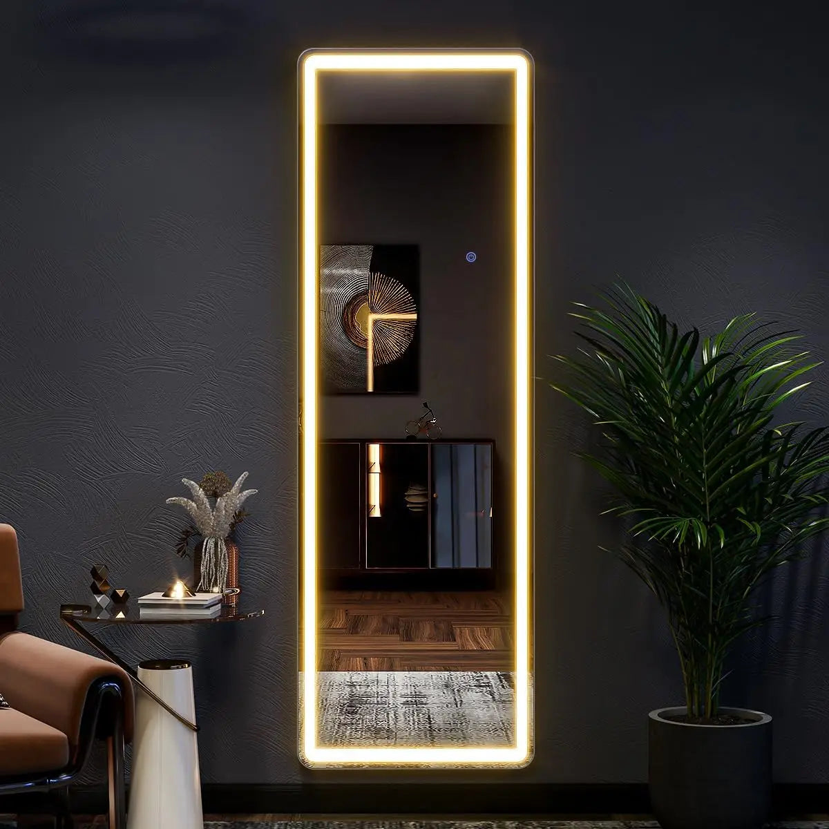 LED Full Length Floor Mirror with Dimmable Lights & Modern Stand | Perfect for Dressing Rooms and Grooming