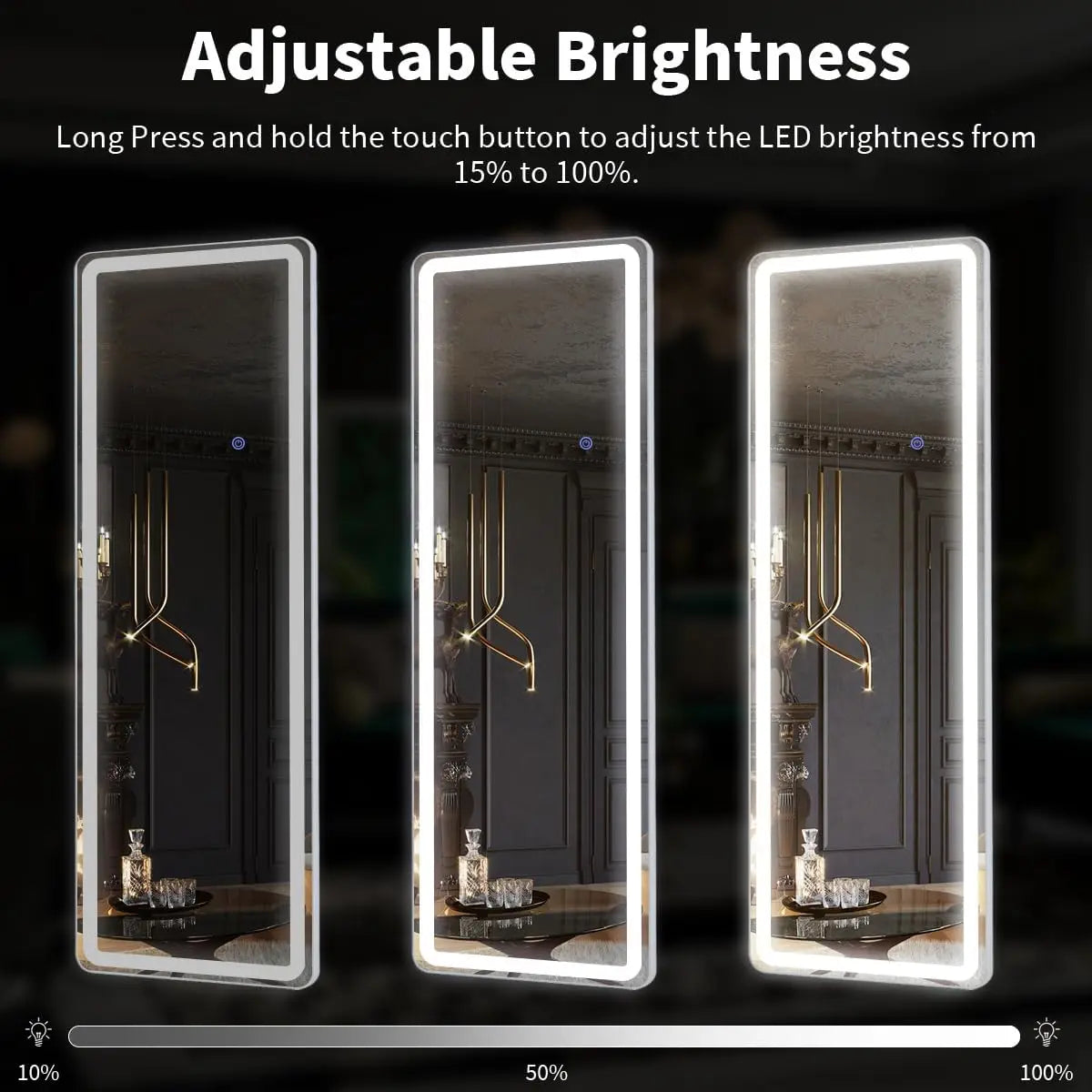 LED Full Length Floor Mirror with Dimmable Lights & Modern Stand | Perfect for Dressing Rooms and Grooming