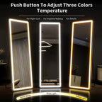 LED Full Length Floor Mirror with Dimmable Lights & Modern Stand | Perfect for Dressing Rooms and Grooming
